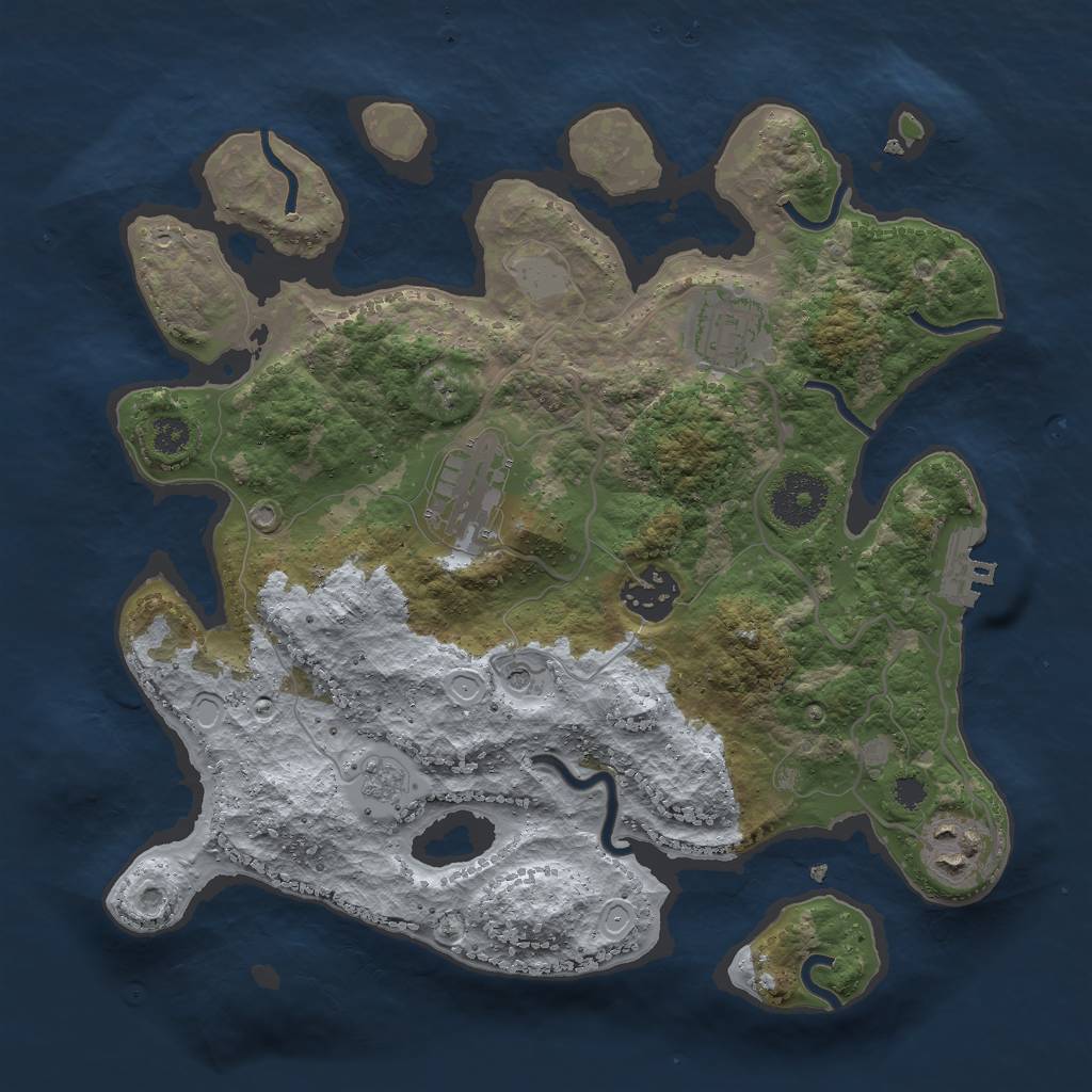 Rust Map: Procedural Map, Size: 3000, Seed: 3905124, 12 Monuments