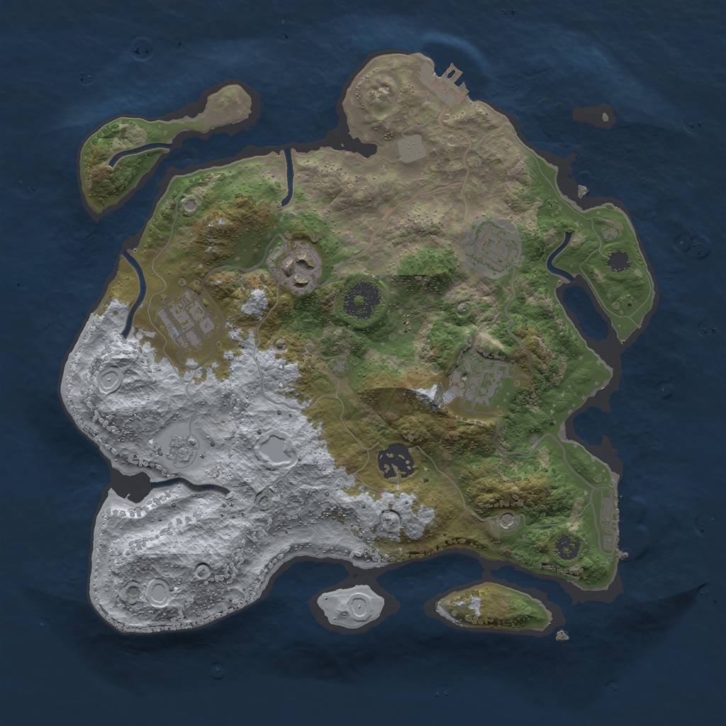 Rust Map: Procedural Map, Size: 3000, Seed: 24636, 14 Monuments