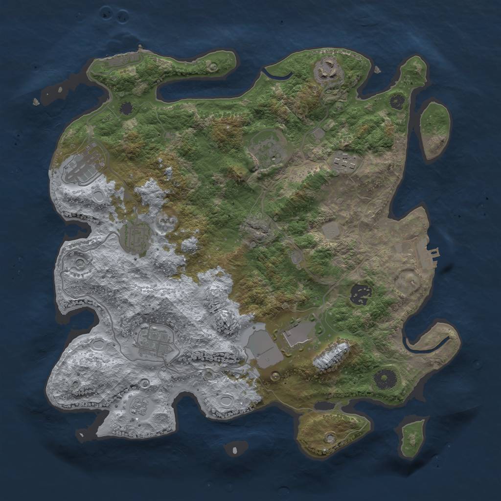 Rust Map: Procedural Map, Size: 3500, Seed: 373, 17 Monuments