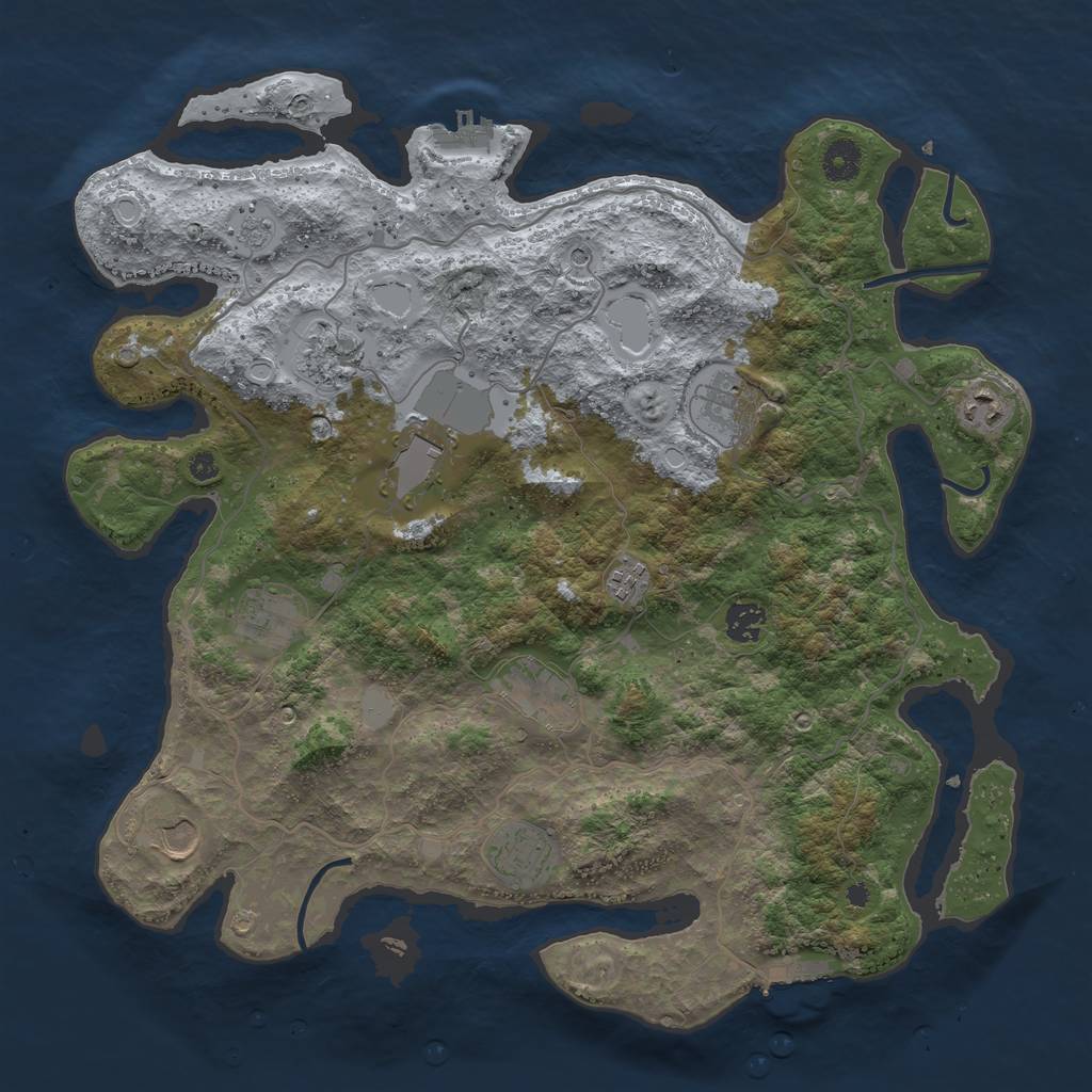 Rust Map: Procedural Map, Size: 4000, Seed: 723756789, 19 Monuments