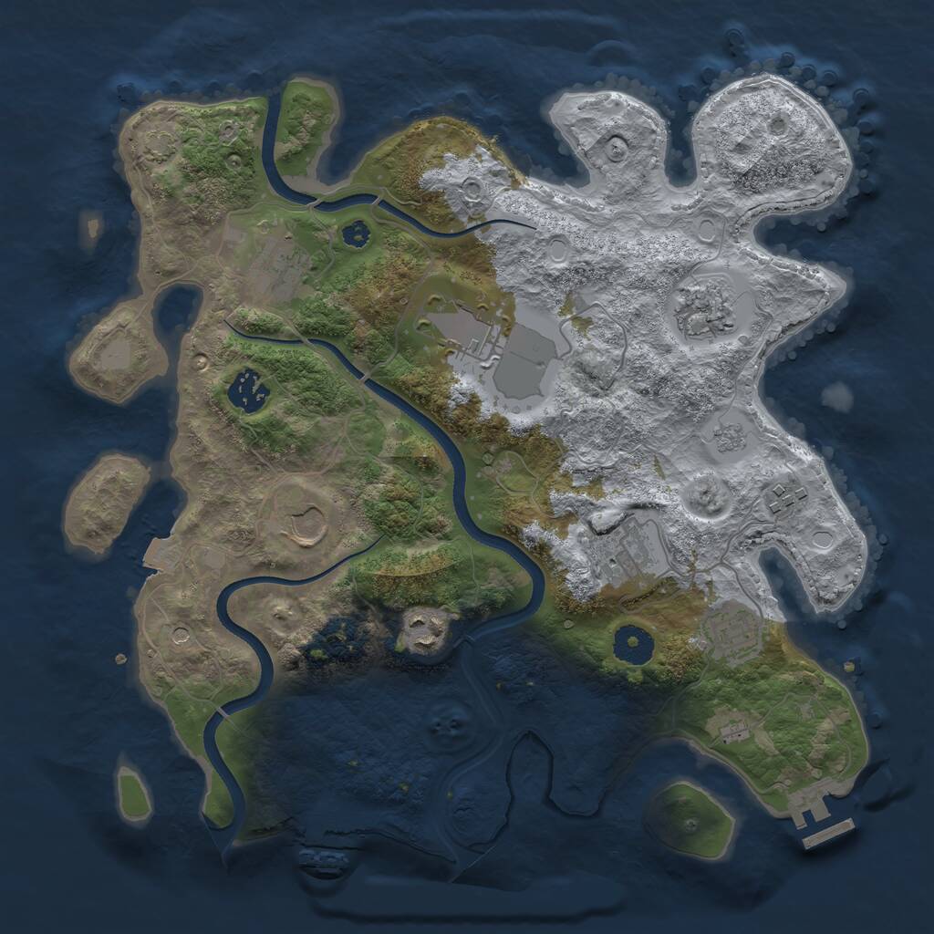 Rust Map: Procedural Map, Size: 3500, Seed: 795457915, 15 Monuments