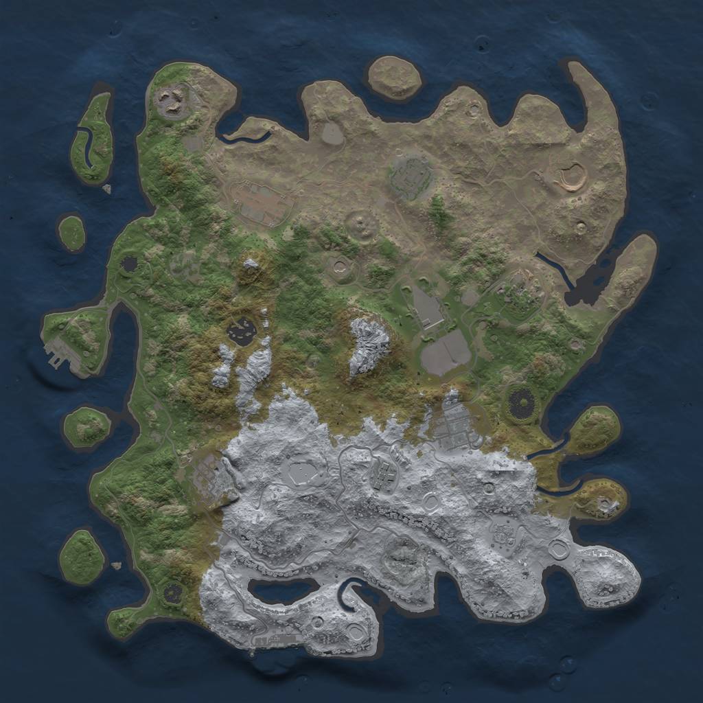 Rust Map: Procedural Map, Size: 3750, Seed: 2030479353, 19 Monuments