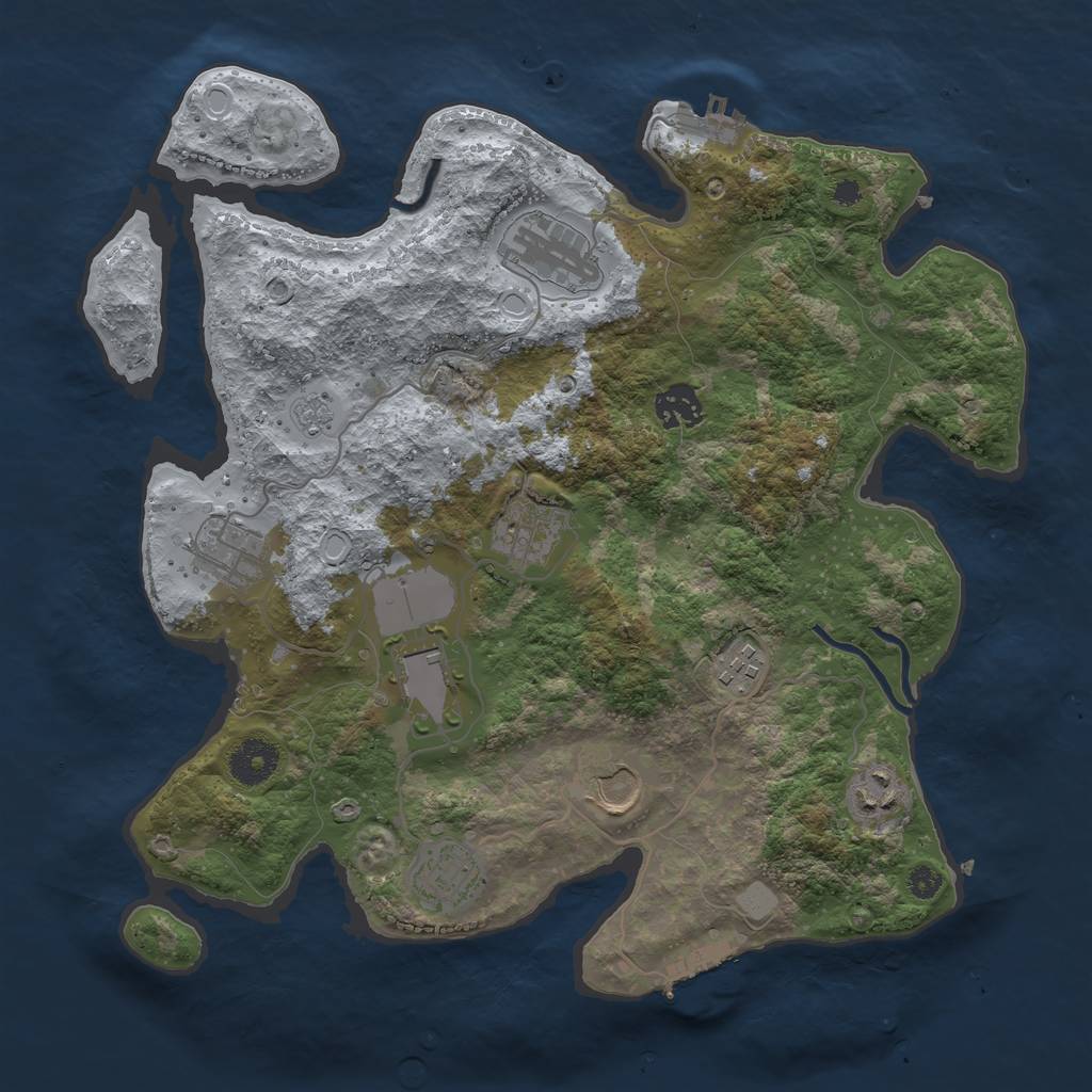 Rust Map: Procedural Map, Size: 3500, Seed: 339871157, 17 Monuments
