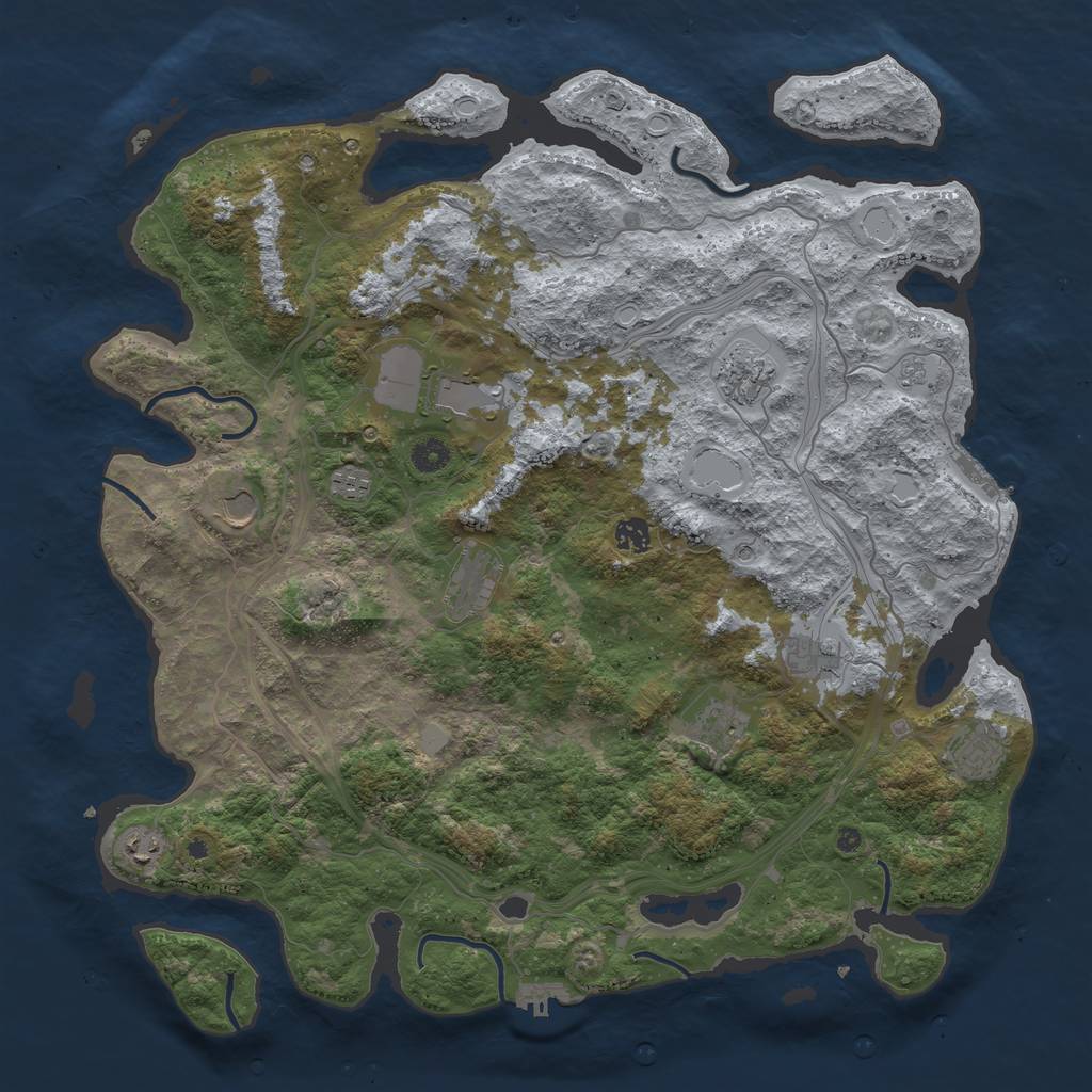Rust Map: Procedural Map, Size: 4500, Seed: 716555679, 19 Monuments