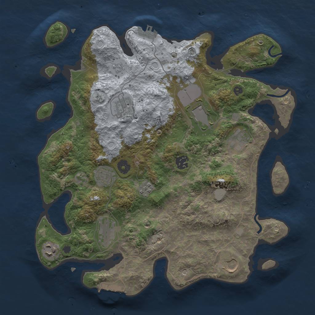 Rust Map: Procedural Map, Size: 3500, Seed: 389452238, 18 Monuments