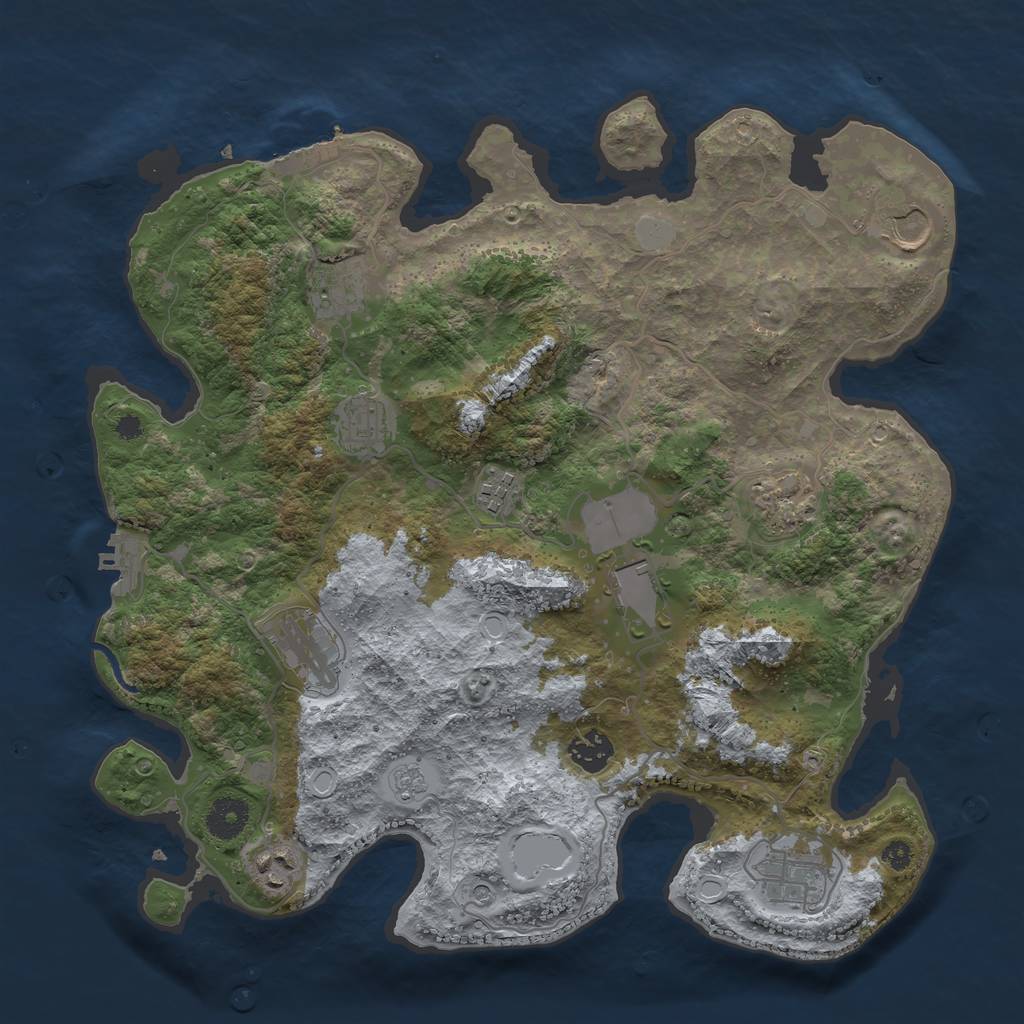 Rust Map: Procedural Map, Size: 3650, Seed: 61056768, 19 Monuments