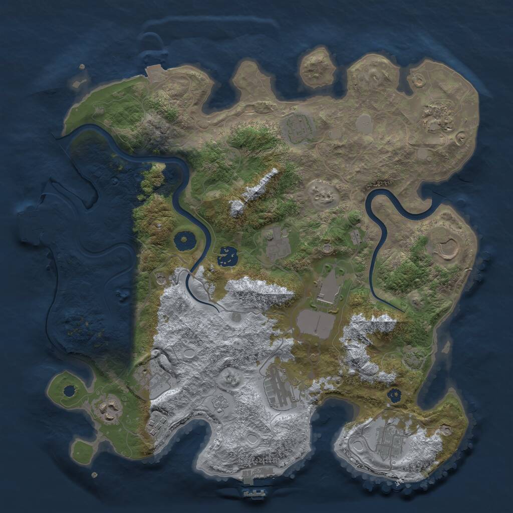 Rust Map: Procedural Map, Size: 3650, Seed: 61056768, 17 Monuments