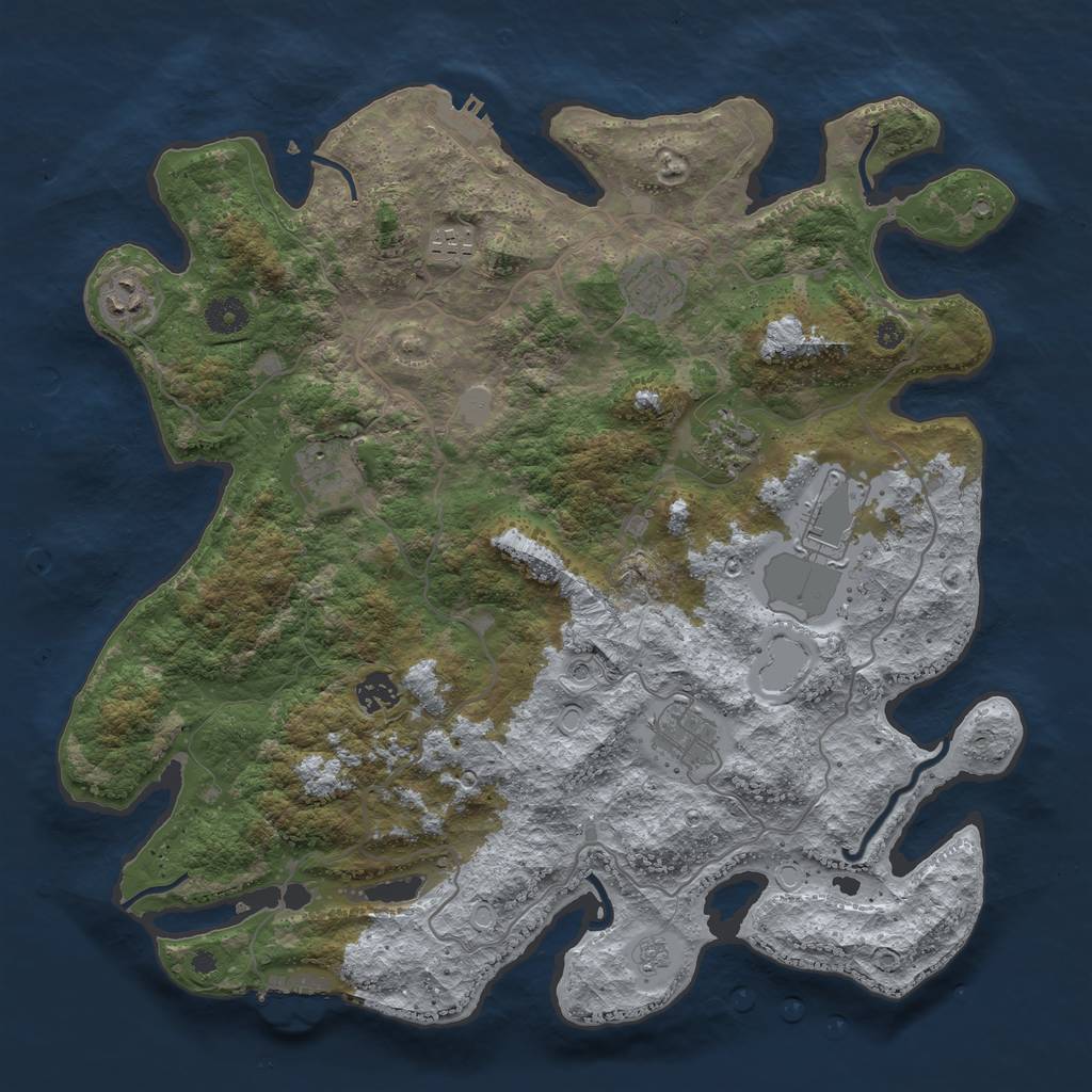 Rust Map: Procedural Map, Size: 4000, Seed: 2987, 17 Monuments