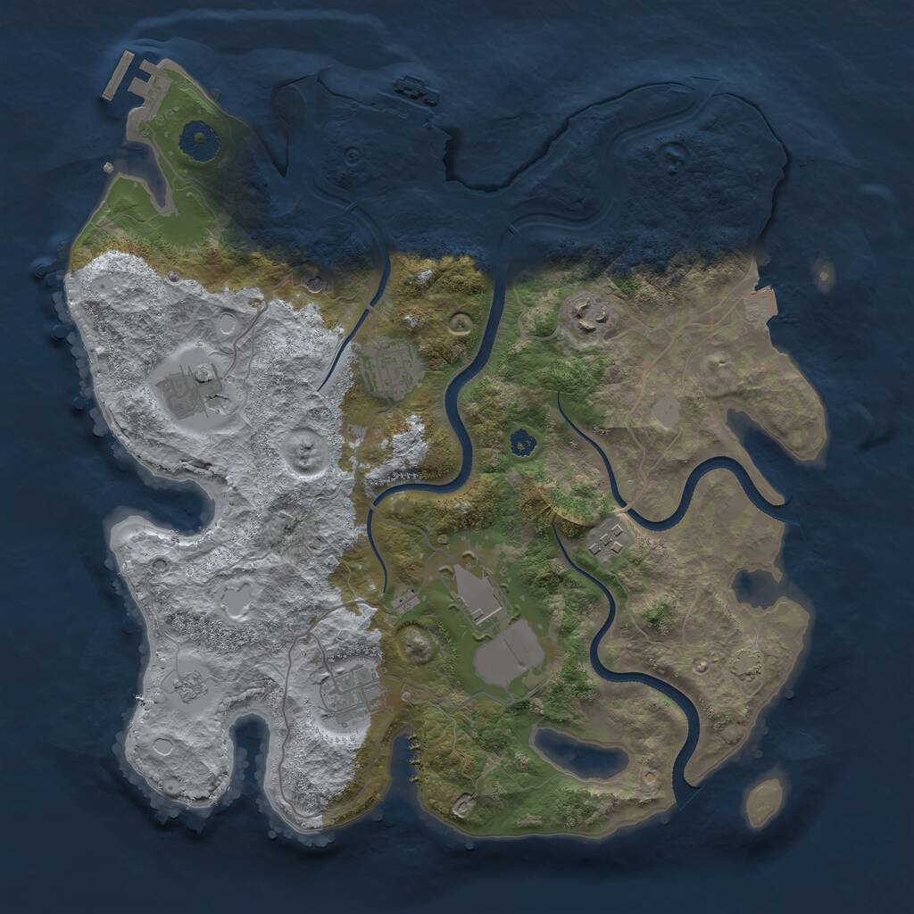 Rust Map: Procedural Map, Size: 3500, Seed: 647195760, 12 Monuments