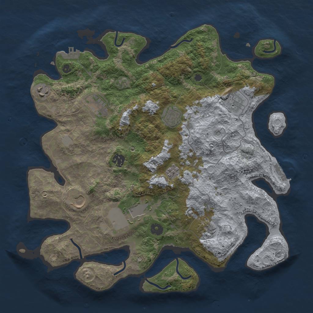 Rust Map: Procedural Map, Size: 3750, Seed: 1313409192, 18 Monuments