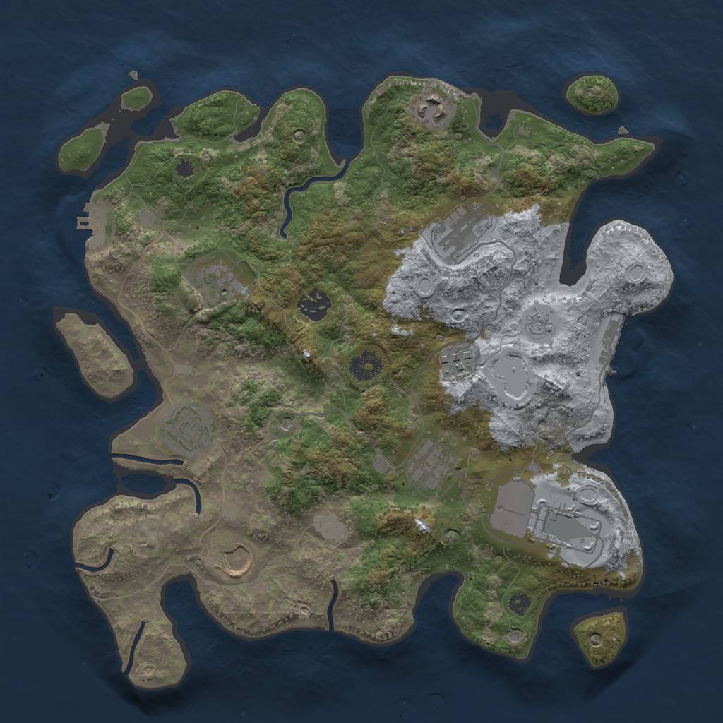 Rust Map: Procedural Map, Size: 3500, Seed: 2208010, 18 Monuments
