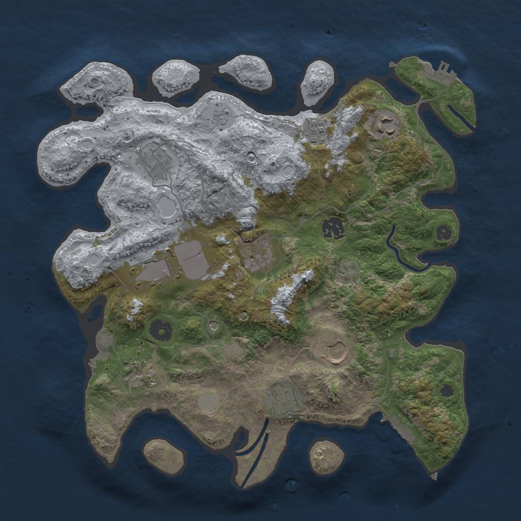 Rust Map: Procedural Map, Size: 3500, Seed: 417279517, 18 Monuments