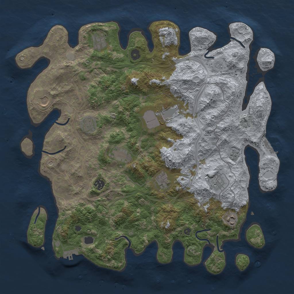 Rust Map: Procedural Map, Size: 4250, Seed: 1266924542, 19 Monuments