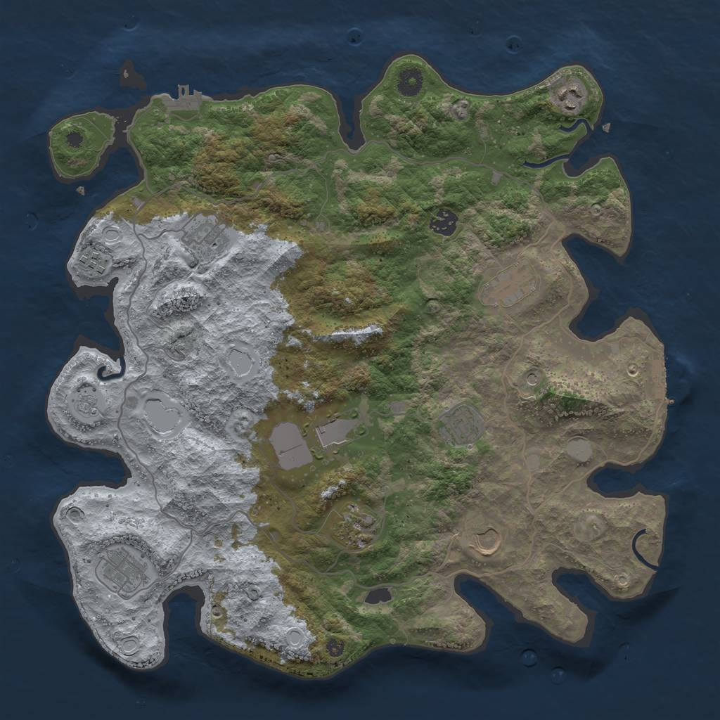 Rust Map: Procedural Map, Size: 4000, Seed: 304853, 19 Monuments