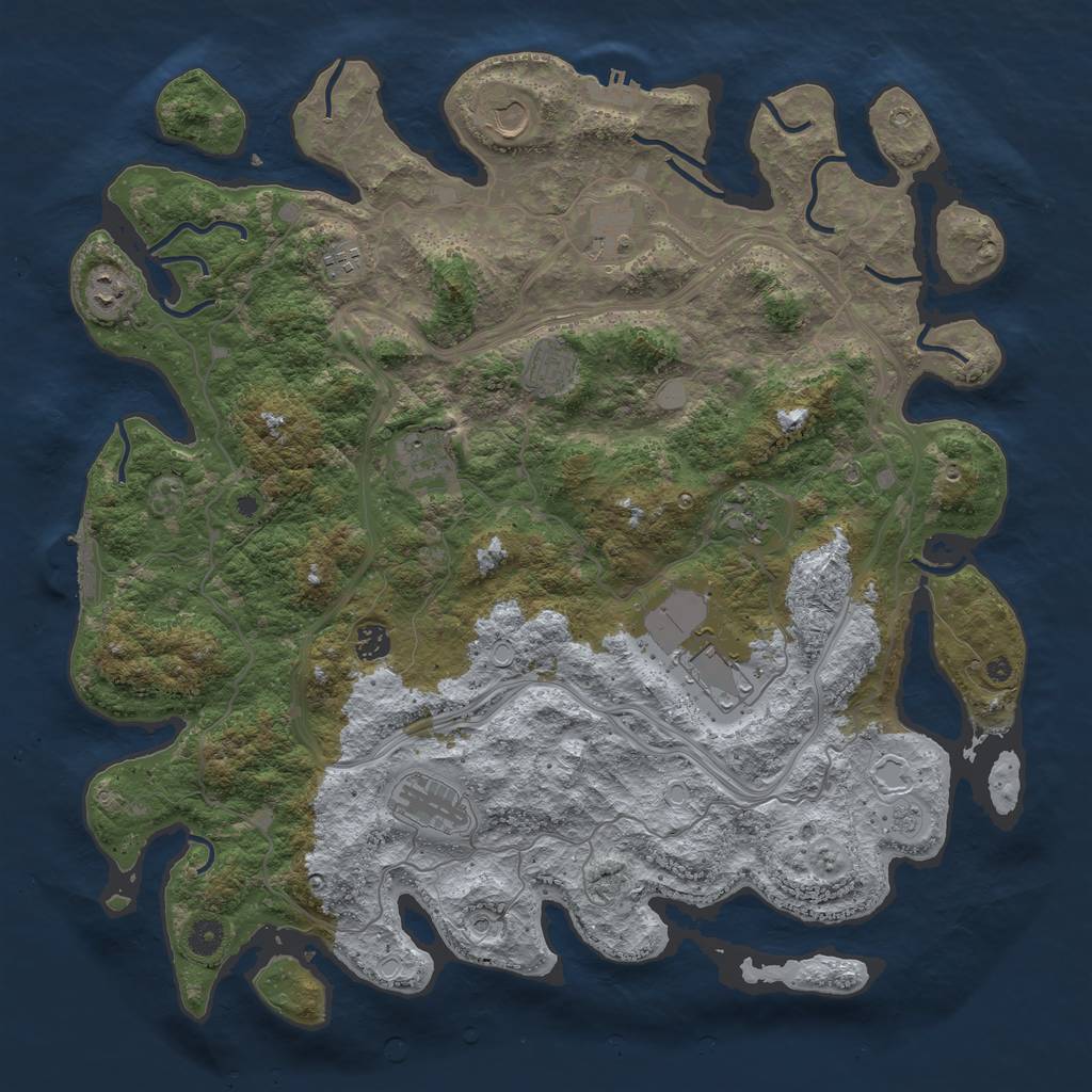 Rust Map: Procedural Map, Size: 4500, Seed: 987654321, 19 Monuments