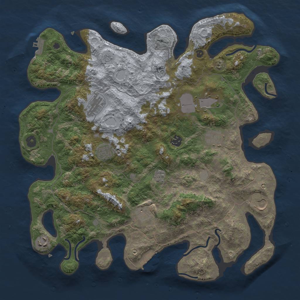Rust Map: Procedural Map, Size: 4000, Seed: 5148, 18 Monuments