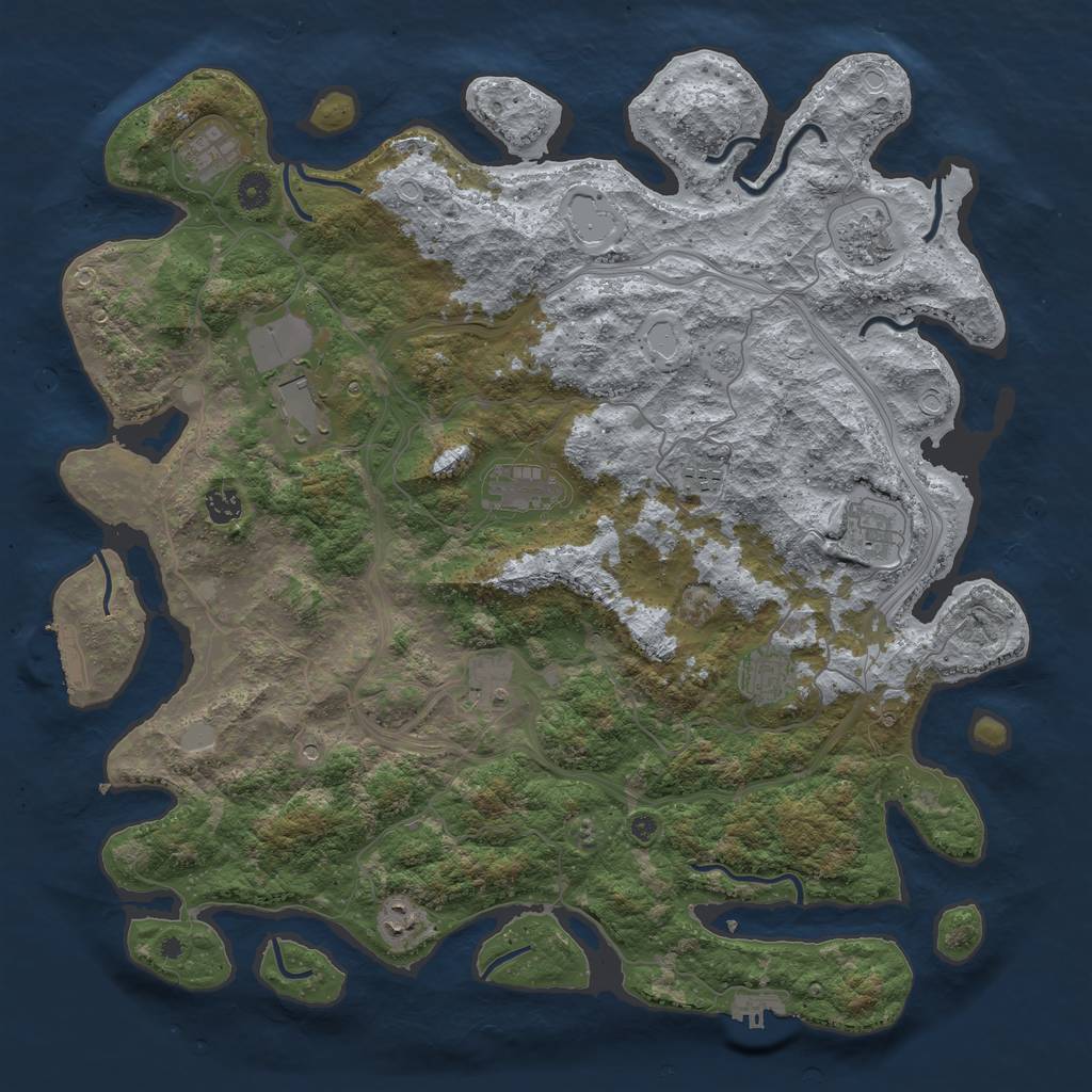 Rust Map: Procedural Map, Size: 4500, Seed: 923379810, 19 Monuments
