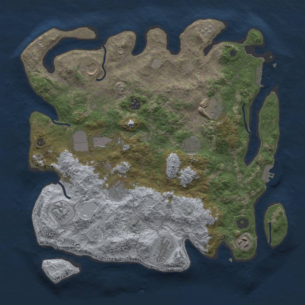 Rust Map: Procedural Map, Size: 3850, Seed: 1160682931, 19 Monuments