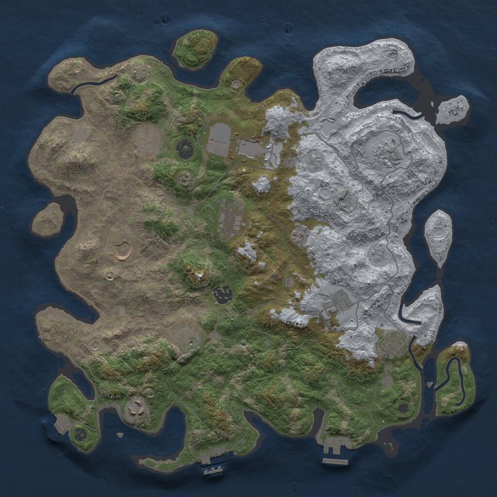 Rust Map: Procedural Map, Size: 4000, Seed: 1873432231, 17 Monuments