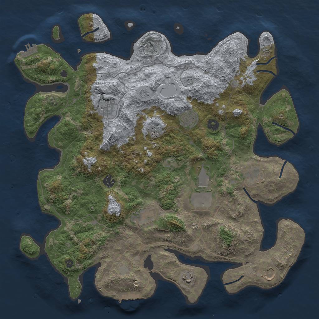 Rust Map: Procedural Map, Size: 4000, Seed: 40001, 18 Monuments