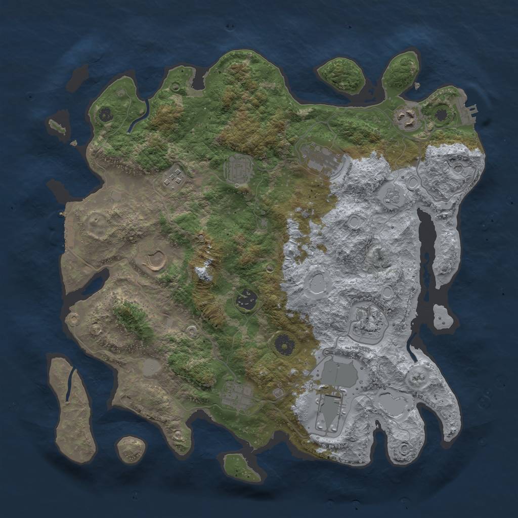 Rust Map: Procedural Map, Size: 3850, Seed: 869588646, 18 Monuments