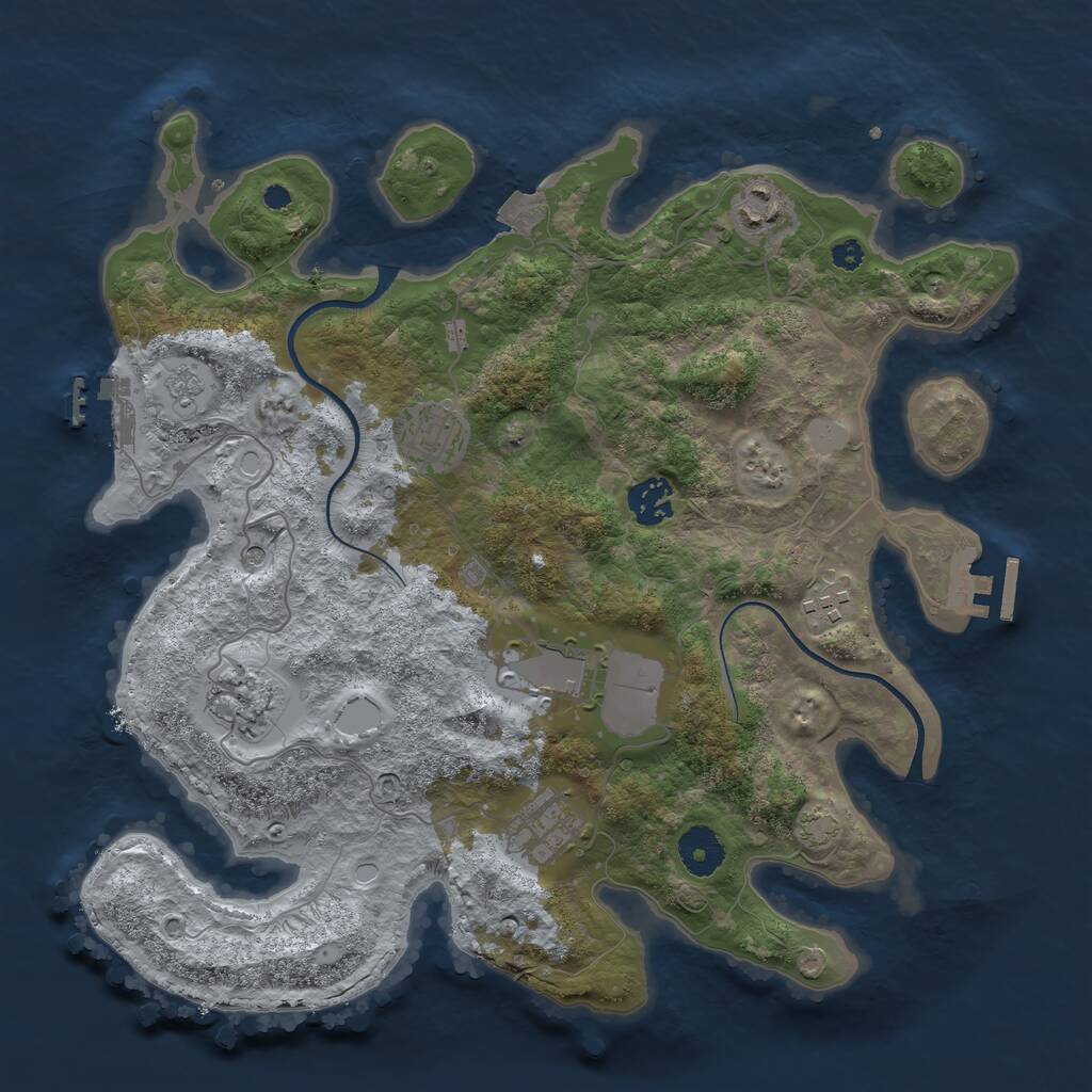 Rust Map: Procedural Map, Size: 3500, Seed: 7458724, 13 Monuments