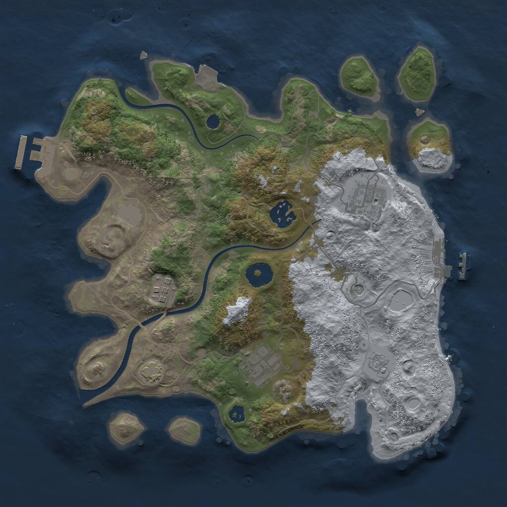 Rust Map: Procedural Map, Size: 3000, Seed: 63242, 10 Monuments
