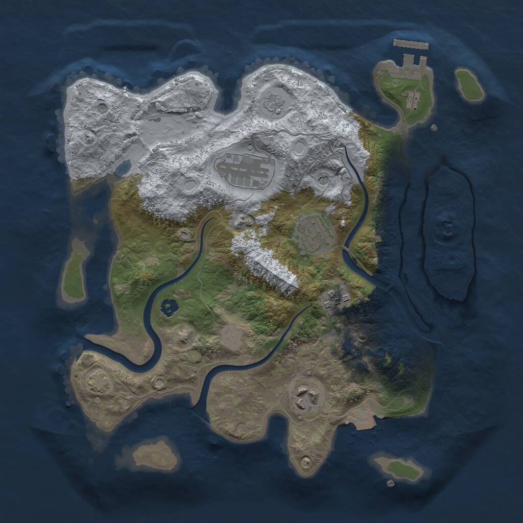 Rust Map: Procedural Map, Size: 3000, Seed: 1376711232, 9 Monuments