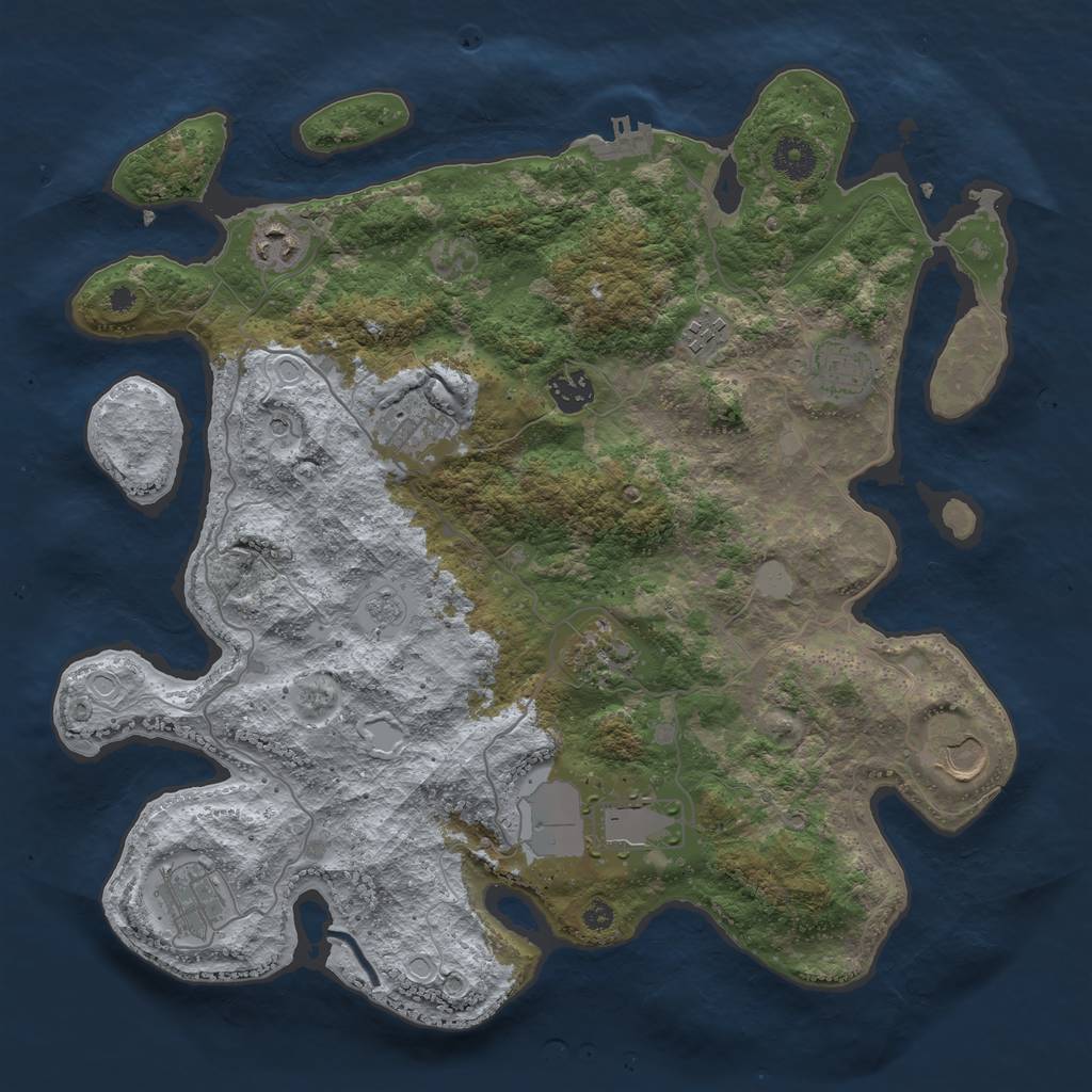 Rust Map: Procedural Map, Size: 3750, Seed: 118470612, 17 Monuments