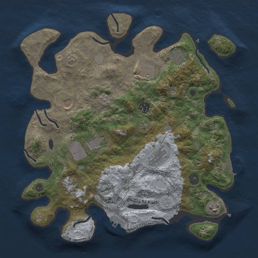 Rust Map: Procedural Map, Size: 3500, Seed: 1872489815, 18 Monuments