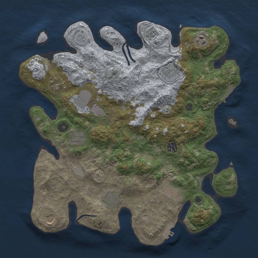 Rust Map: Procedural Map, Size: 3700, Seed: 491545458, 19 Monuments