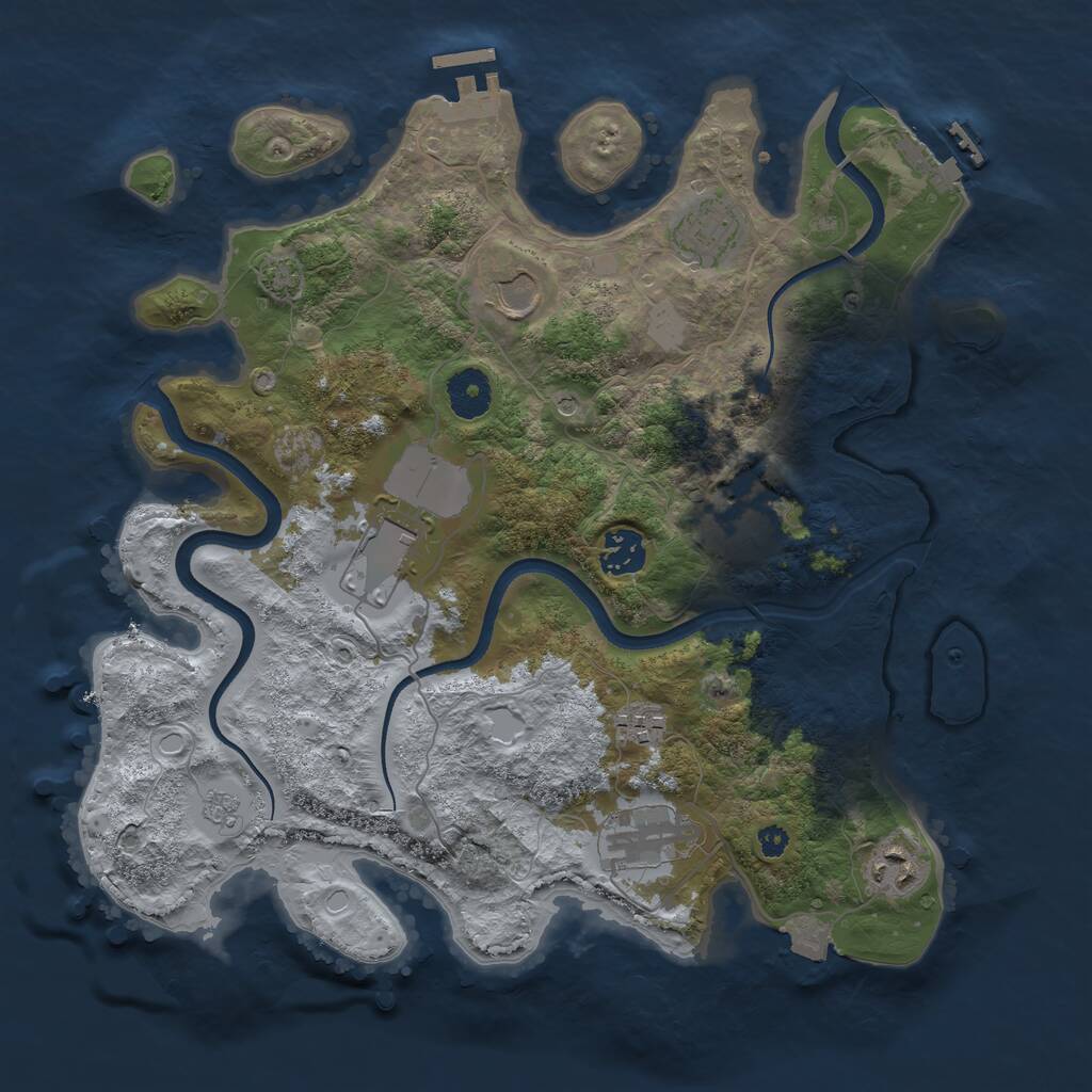 Rust Map: Procedural Map, Size: 3500, Seed: 10627, 14 Monuments