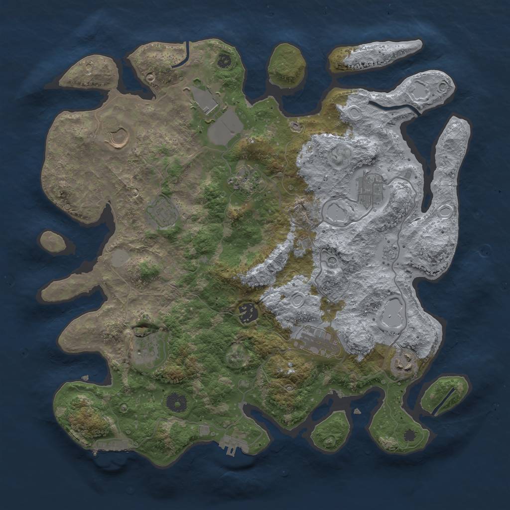 Rust Map: Procedural Map, Size: 3750, Seed: 1723632561, 18 Monuments