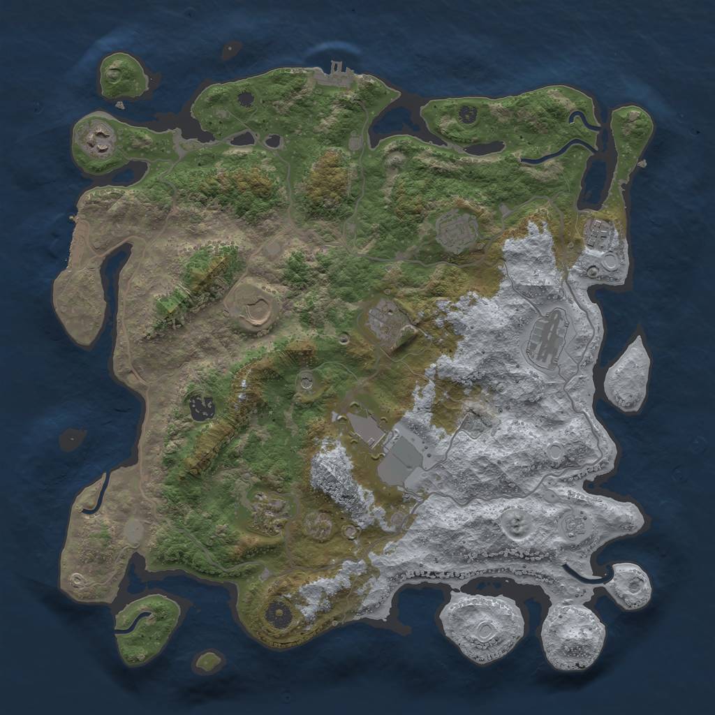 Rust Map: Procedural Map, Size: 4000, Seed: 1462039129, 18 Monuments