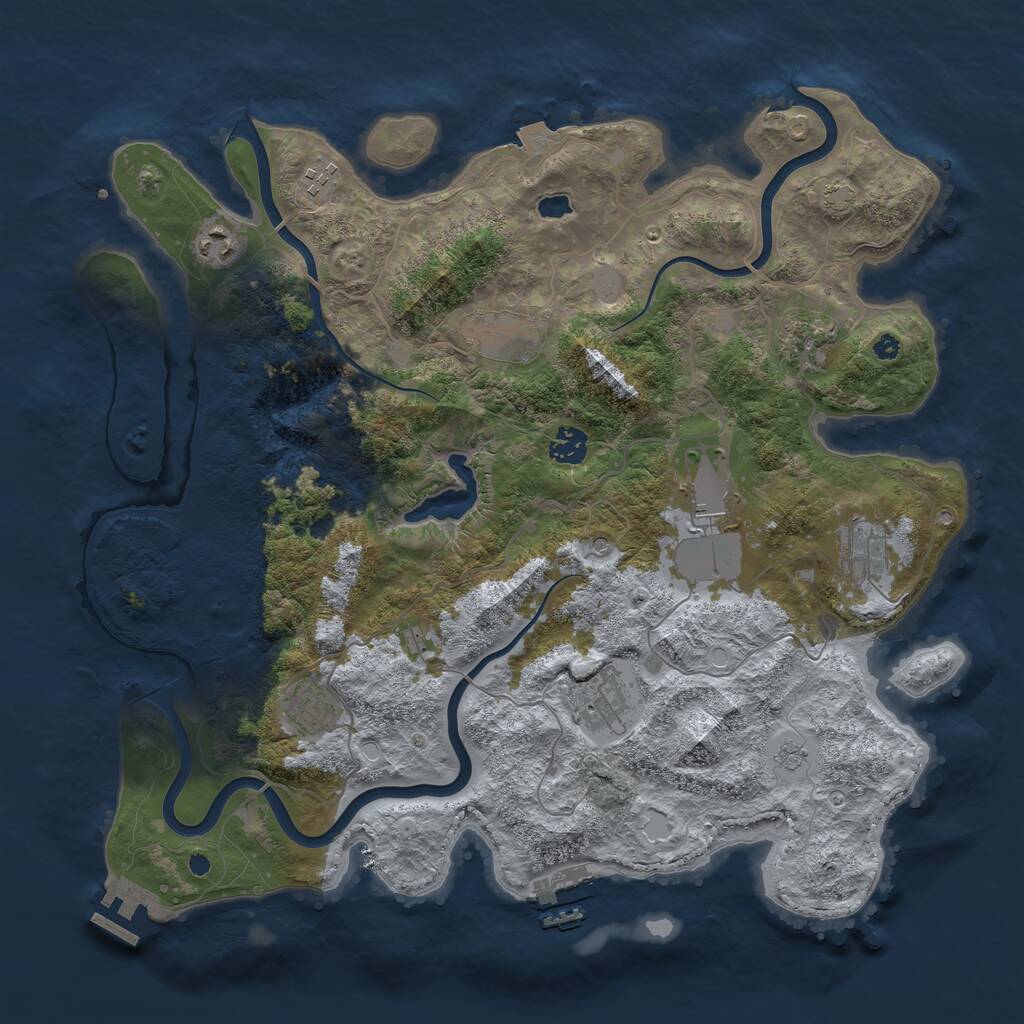 Rust Map: Procedural Map, Size: 4000, Seed: 132654, 15 Monuments