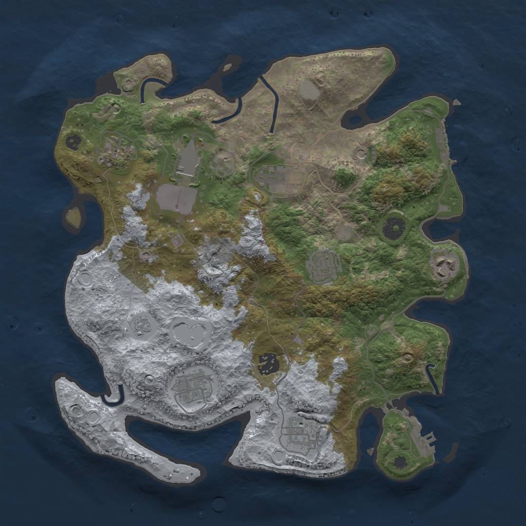 Rust Map: Procedural Map, Size: 3500, Seed: 1064096069, 17 Monuments