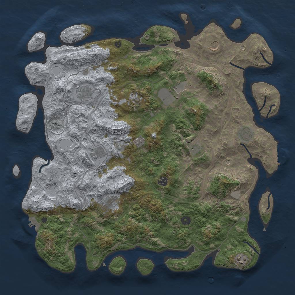 Rust Map: Procedural Map, Size: 4500, Seed: 7452893, 20 Monuments
