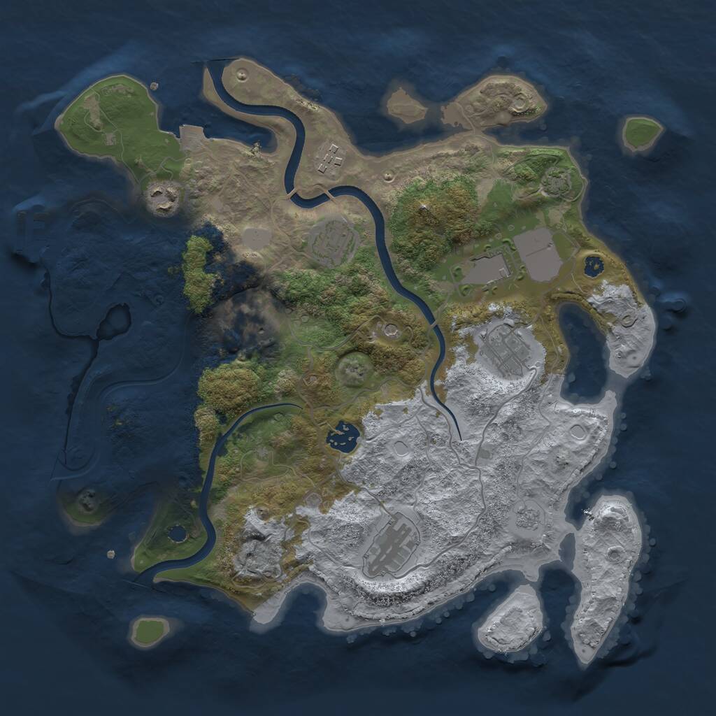 Rust Map: Procedural Map, Size: 3500, Seed: 34531, 13 Monuments