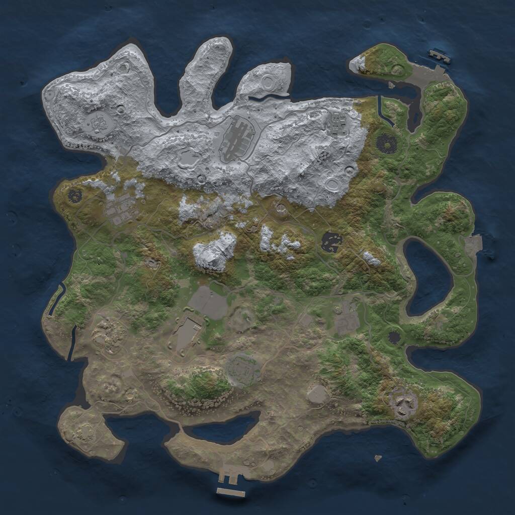 Rust Map: Procedural Map, Size: 3650, Seed: 1363626240, 15 Monuments