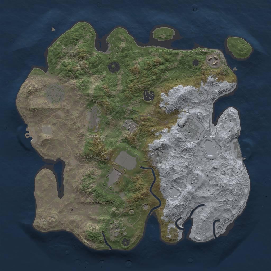 Rust Map: Procedural Map, Size: 3500, Seed: 1210711524, 17 Monuments