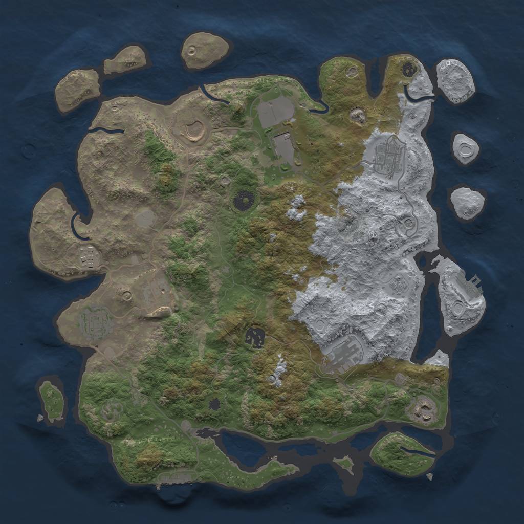 Rust Map: Procedural Map, Size: 3750, Seed: 509856020, 18 Monuments