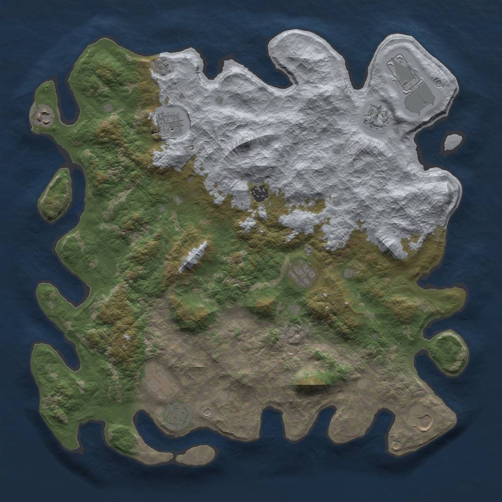 Rust Map: Barren, Size: 4500, Seed: 69, 13 Monuments