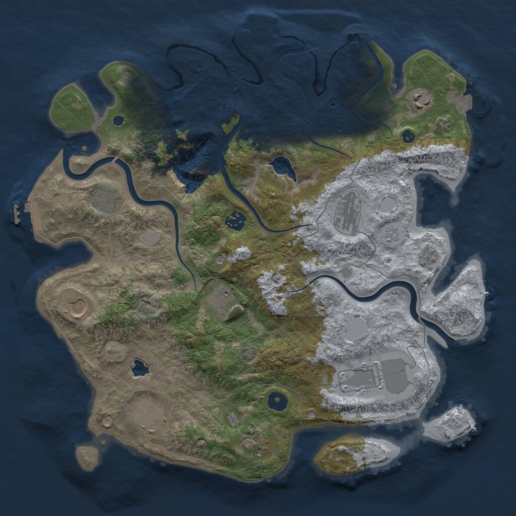 Rust Map: Procedural Map, Size: 4000, Seed: 972937, 16 Monuments