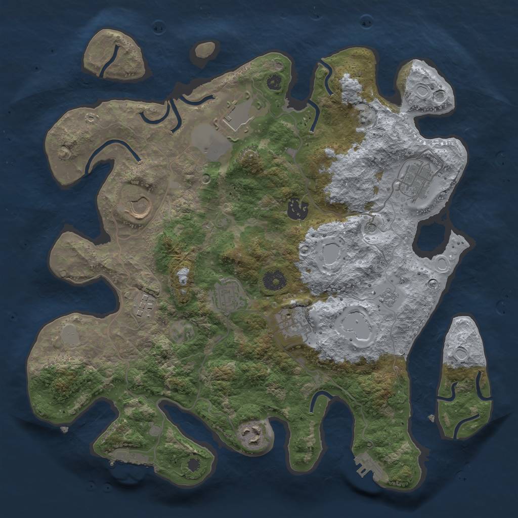 Rust Map: Procedural Map, Size: 3500, Seed: 1267545832, 17 Monuments