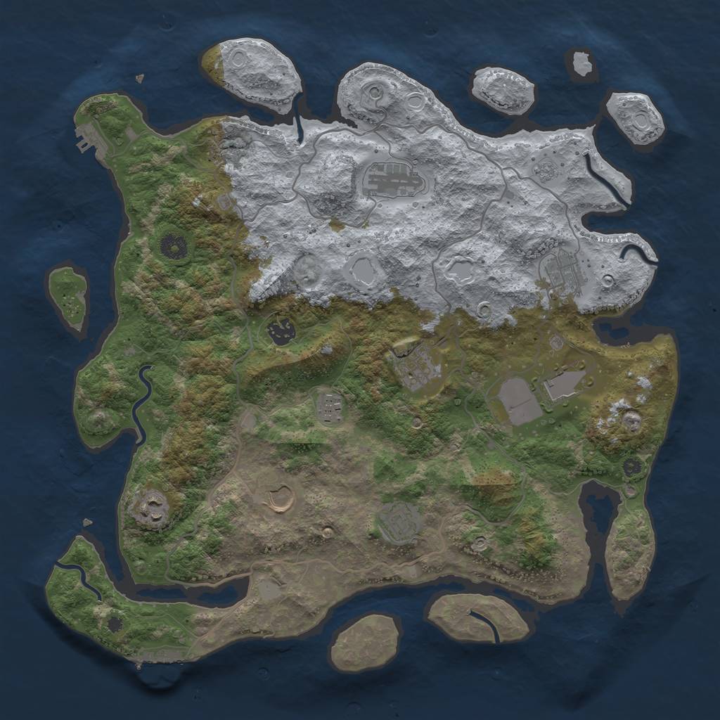 Rust Map: Procedural Map, Size: 4000, Seed: 552016, 18 Monuments
