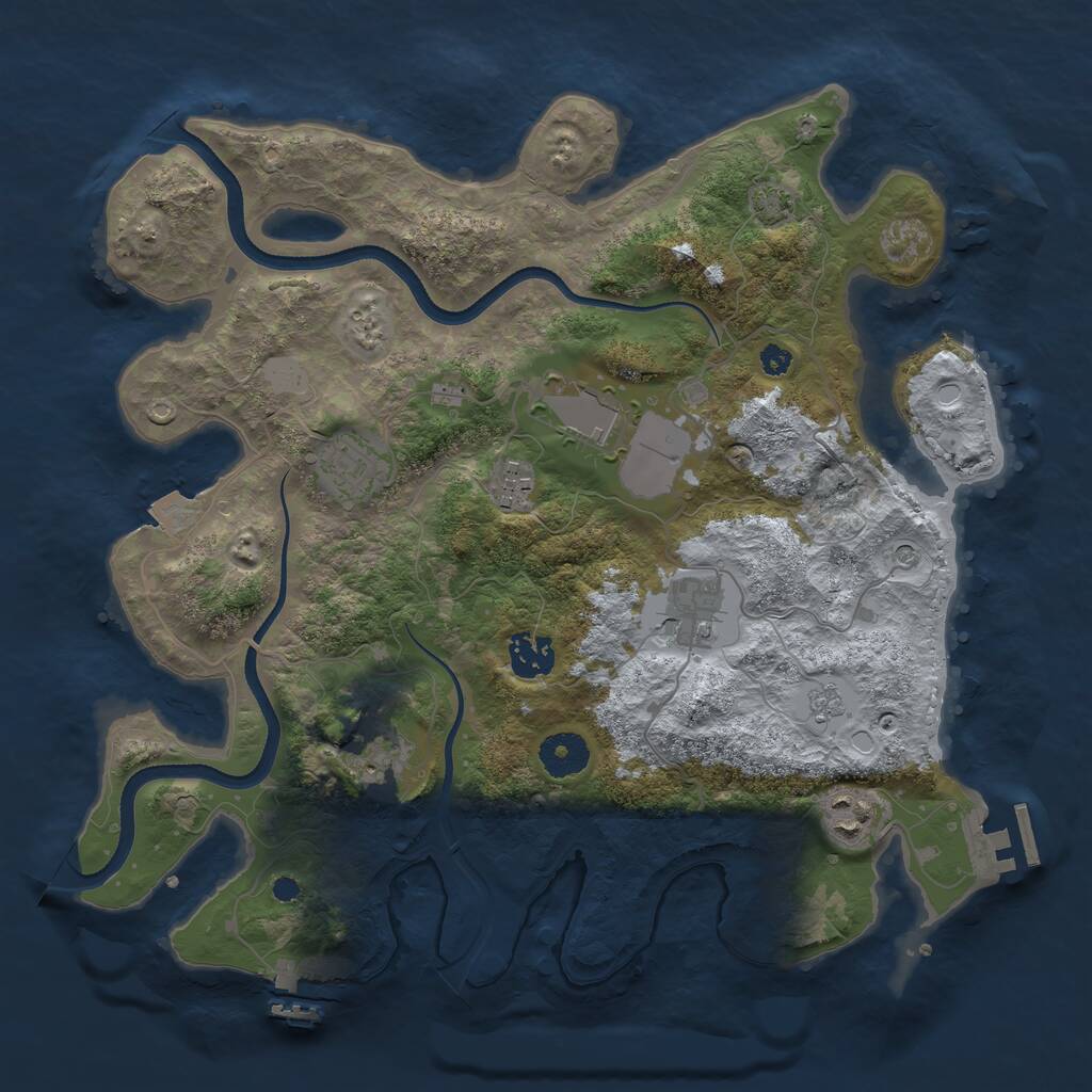 Rust Map: Procedural Map, Size: 3500, Seed: 4155, 13 Monuments