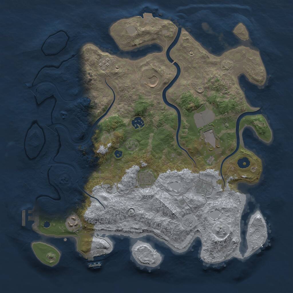 Rust Map: Procedural Map, Size: 3750, Seed: 725285077, 13 Monuments