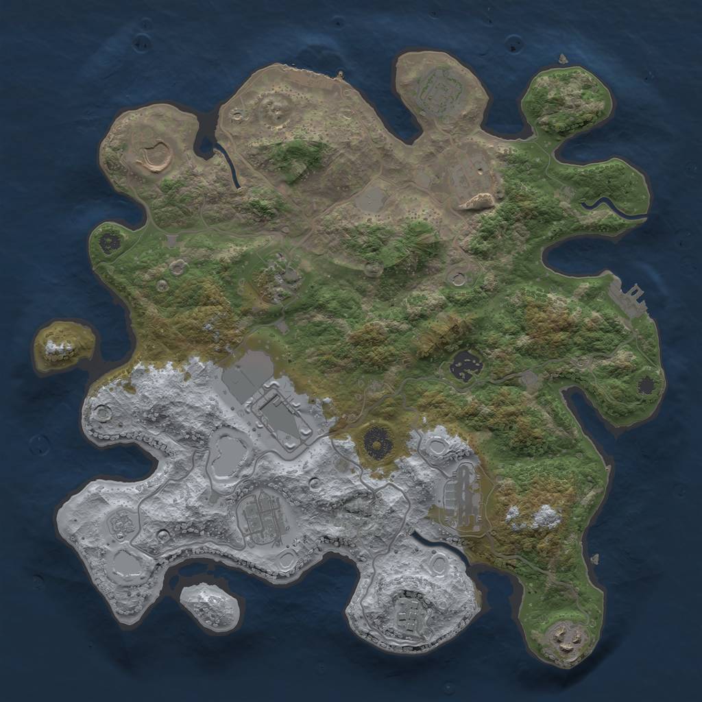 Rust Map: Procedural Map, Size: 3500, Seed: 30993784, 19 Monuments