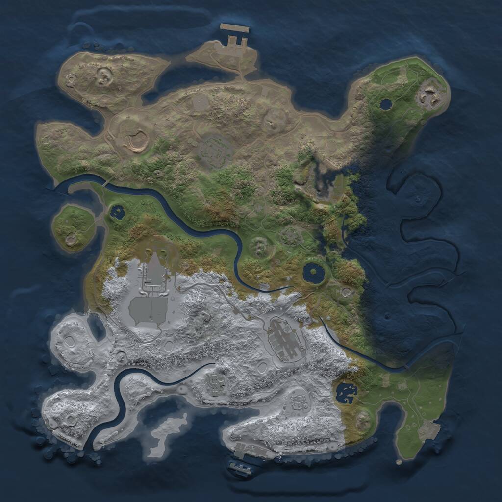 Rust Map: Procedural Map, Size: 3500, Seed: 1992570260, 14 Monuments