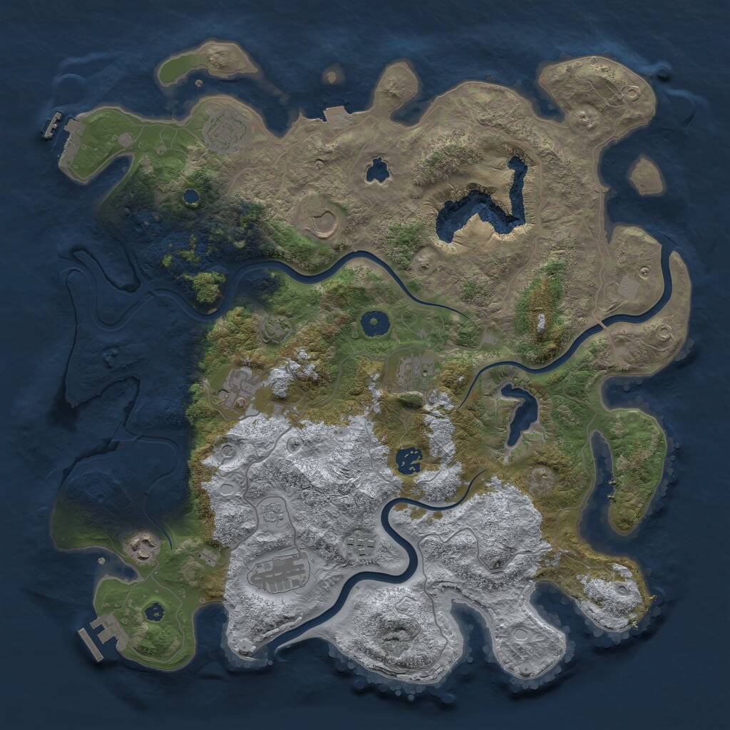 Rust Map: Procedural Map, Size: 4000, Seed: 1385996950, 14 Monuments